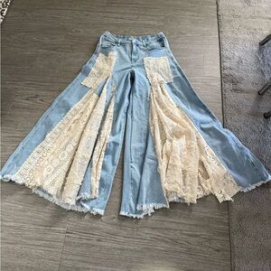 Oli & Hali Denim & Lace Flare Jeans New